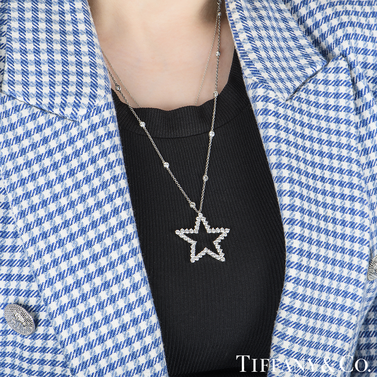 Tiffany & Co. Platinum Diamonds By The Yard Star Necklace